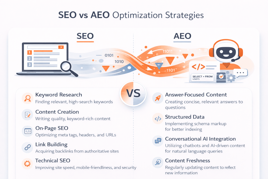SEO vs AEO comparison chart