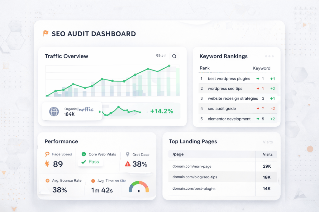 SEO audit dashboard illustration